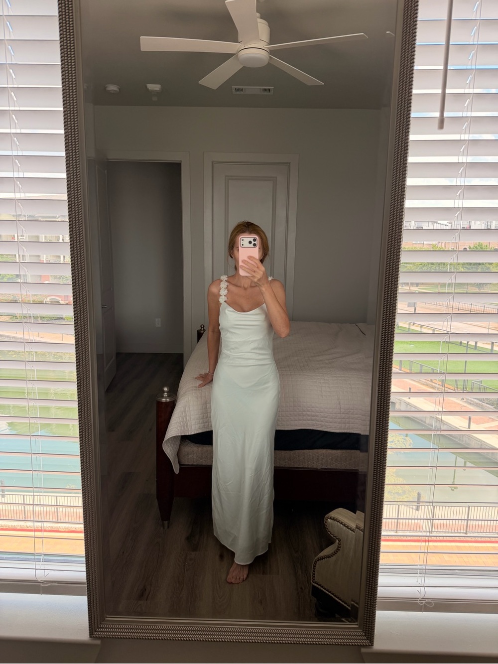 Sleeveless One-Shoulder Mint Green Maxi Dress